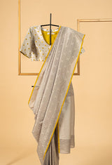 Warm Grey Banarasi Silk Sari