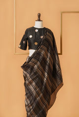 Black Banarasi Kora Silk sari 5