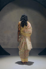 Real Zari Off White Banarasi Organza Sari