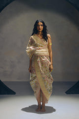 Real Zari Off White Banarasi Organza Sari
