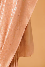 Peach Banarasi Silk Sari