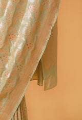 Pastel Green Banarasi Silk Sari