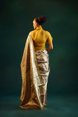Dull Silver Silk Kanjivaram Sari