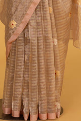 Pastel Pink Banarasi Tissue Sari