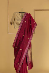 Maroon Banarasi Silk Sari