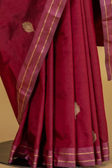 Maroon Banarasi Silk Sari