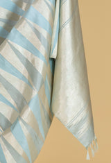 Dusty Blue Kanjeevaram Silk Sari