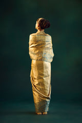Dull Silver-Gold Silk Kanjivaram Sari
