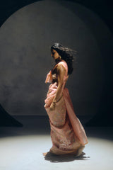 Real Zari Peach Banarasi Organza Sari