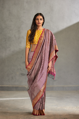Wine Silk Banarasi Sari