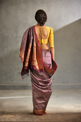 Wine Silk Banarasi Sari