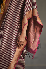 Wine Silk Banarasi Sari