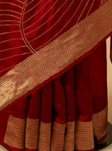 Scarlet Red Banarasi Silk Sari