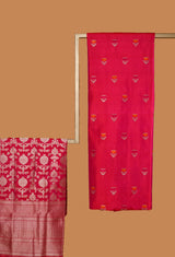 Red-Raani Banarasi Silk Unstitched  Suit set