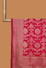 Red-Raani Banarasi Silk Unstitched  Suit set