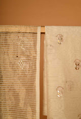 Offwhite Chanderi Cotton, Gota Patti Unstitched Suit set