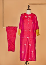 Banarasi Silk Raani Pink Kurta with Pants