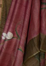 Pink Tassar Handpainted Sari, from our collection Kalam