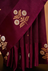 Plum Banarasi Silk Sari