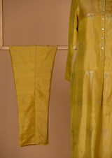 Banarasi Silk Yellow Kurta with Pants