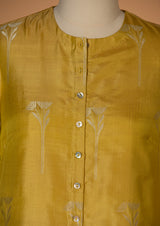 Banarasi Silk Yellow Kurta with Pants