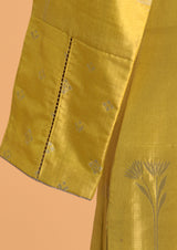 Banarasi Silk Yellow Kurta with Pants