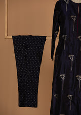 Banarasi Silk Navy Blue Kurta with Pants