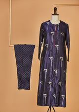 Banarasi Silk Navy Blue Kurta with Pants