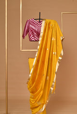 Yellow Banarasi Silk Sari