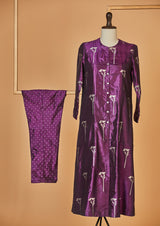 Banarasi Silk Purple Kurta with Pants