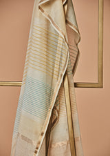 Lemon Yellow Chanderi Unstitched Suit Set  with Print & Embroidery from our collection "Lakeerein"