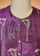 Banarasi Silk Purple Kurta with Pants