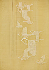 Lemon Yellow Chanderi Unstitched Suit Set  with Print & Embroidery from our collection "Lakeerein"