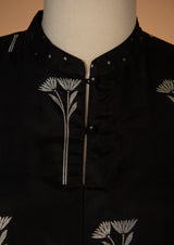 Banarasi Silk Black Kurta with Pants