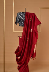 Maroon Banarasi Silk Sari