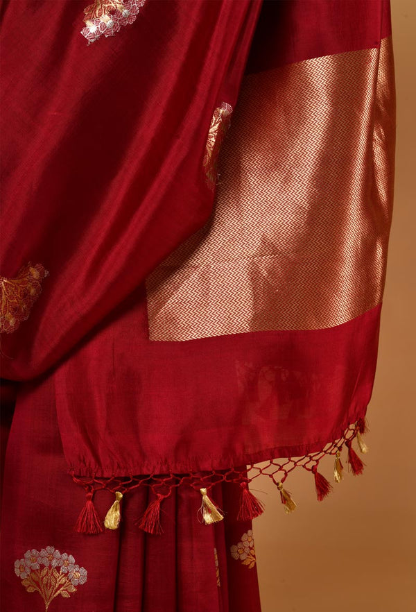 Maroon Banarasi Silk Sari