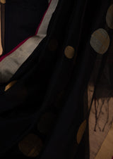 Navy Blue Chanderi Jaamdani Sari from our collection Lines