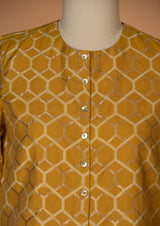 Banarasi Cotton Mustard Kurta with Pants