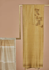 Mustard Yellow Chanderi Unstitched Suit Set  with Print & Embroidery from our collection "Lakeerein"