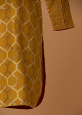 Banarasi Cotton Mustard Kurta with Pants