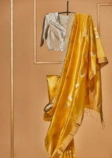 Yellow Chanderi Jaamdani Sari from our collection Lines