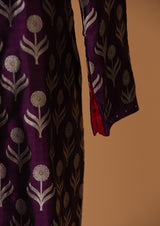 Banarasi Silk Purple Kurta with Pants