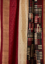 Off White-Maroon Double Ikat Silk Dupatta
