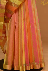 Yellow Chanderi Gota Patti Sari