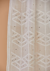 White Mal Chanderi Lukhnowi Embroidery  Dupatta