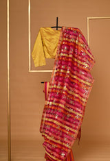 Rani Pink  Chanderi Gota Patti Sari