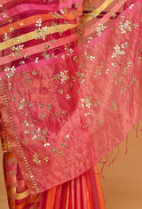 Rani Pink  Chanderi Gota Patti Sari