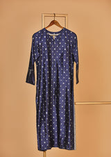 Banarasi Silk Navy Blue Kurta with Pants