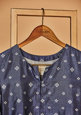 Banarasi Silk Navy Blue Kurta with Pants