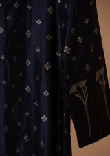 Banarasi Silk Navy Blue Kurta with Pants